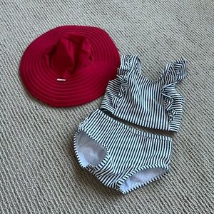 Ruffle Butts Navy and White Striped Bikini